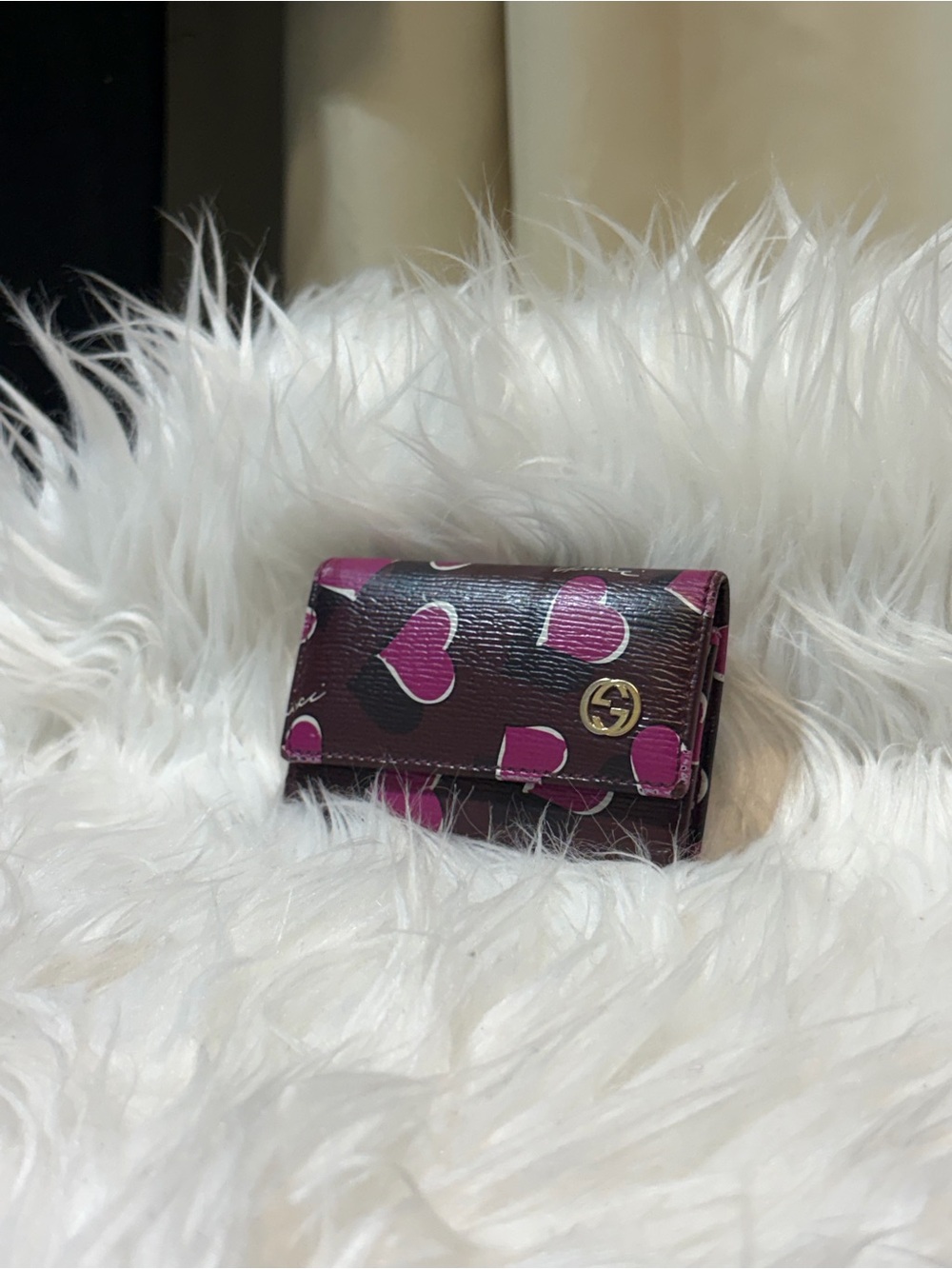 Gucci Heart Print Leather Key Case Limited Edition
